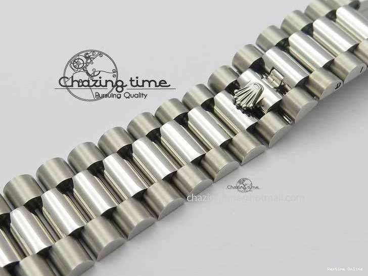 0126 TechFriendly Day Date 40mm SS BP Maker Best Edition Diamond Bezel Silver Dial On SS Bracelet ETA 3696